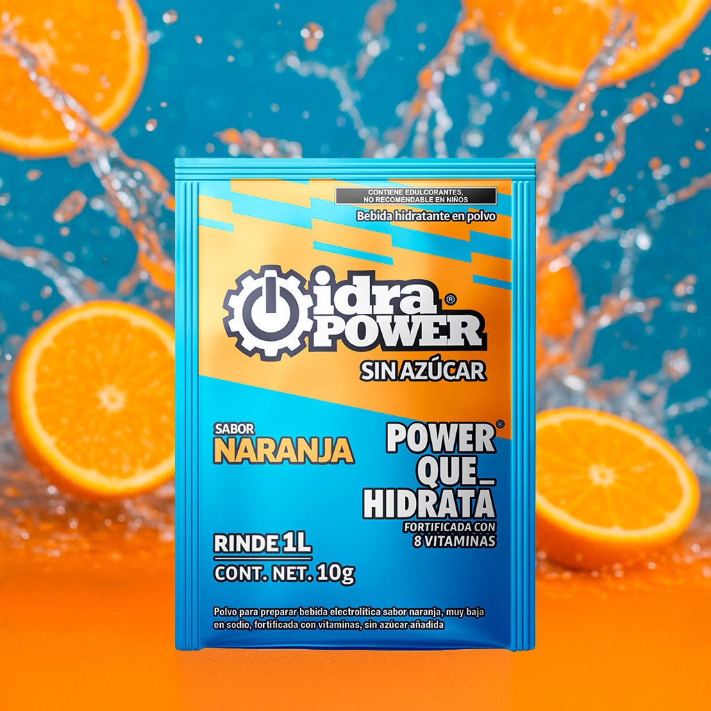 Caja de Bebida Hidratante en Polvo Sin Azúcar Sabor Naranja Rinde 1L