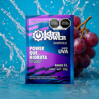 Caja de Bebida Hidratante en Polvo Isotónica Sabor Uva Rinde 1L