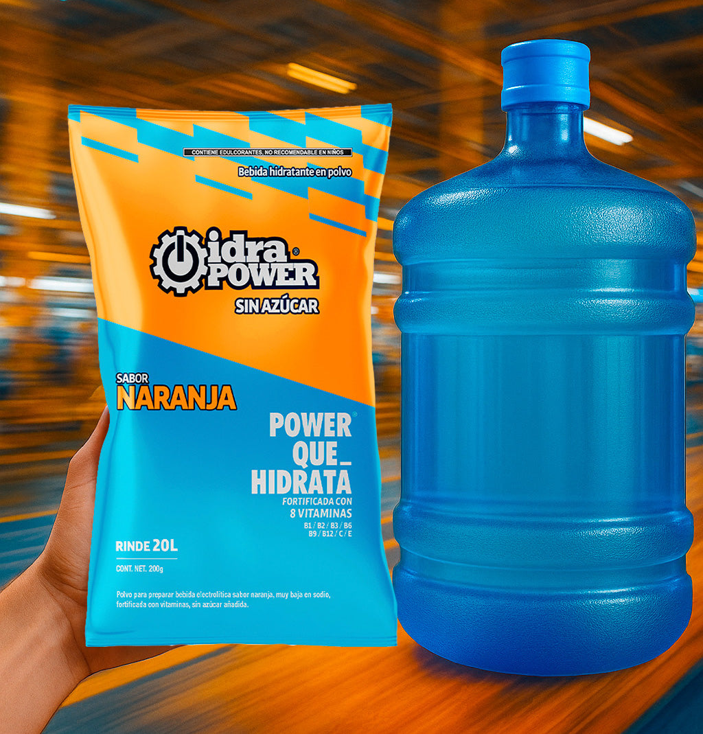 Caja de Bebida Hidratante en Polvo Sin Azúcar Sabor Naranja Rinde 20L