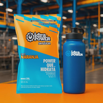Caja de Bebida Hidratante en Polvo Sin Azúcar Sabor Naranja Rinde 20L